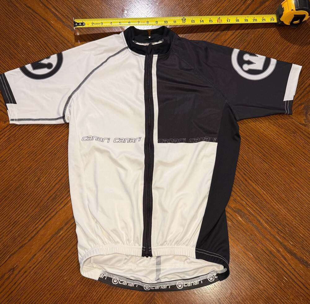 Canari Full Zip Cycling Jersey Black White Colorblock